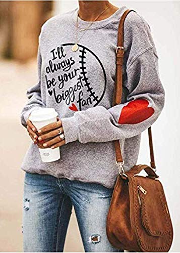 Womens Crewneck Sweatshirts Long Sleeve Baseball Shirts Cotton Blend Tops Baseball Print Shirt2