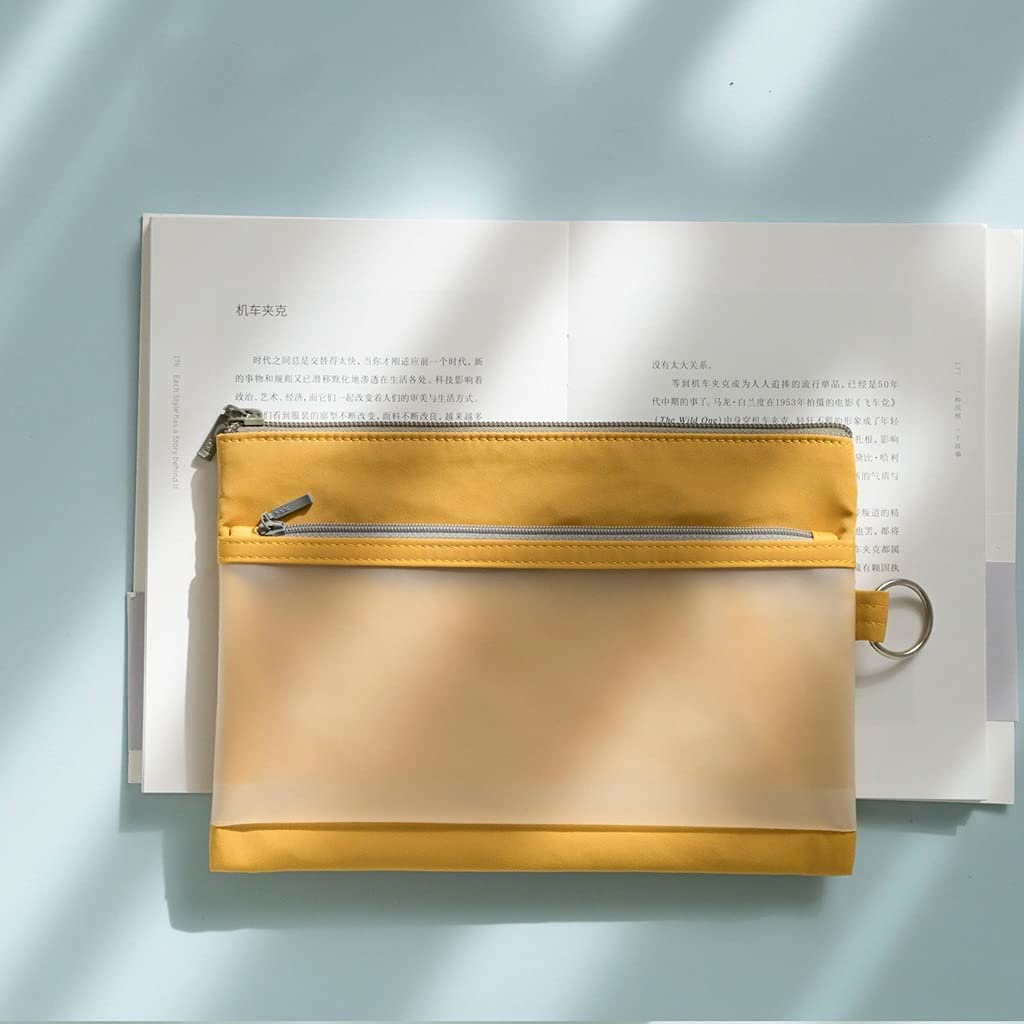 Mappe Schnellhefter Aktenordner 2-teilige Dokumententasche, Durchscheinender Doppelschicht-Reißverschluss, Handtasche, Nähte, Design, Multifunktional, Büro-Portfolio, Schreibwaren-Tasche Sammelmappe