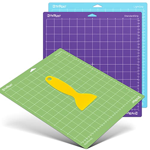HTVRONT Tapis de découpe pour Cricut, lot de 3 tapis de découpe 30,5x30,5cm pour Cricut Explore Air 2/Air/One/Maker, divers accessoires de tapis de découpe pour Cricut Cover