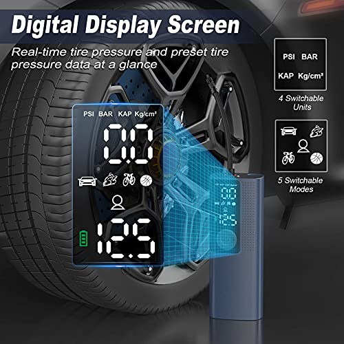 Vastar Mini Tyre Inflator Air Compressor-Electric Pump 2000mAH, Portable Air Compressor-with LED Light, for Car… - Image 3