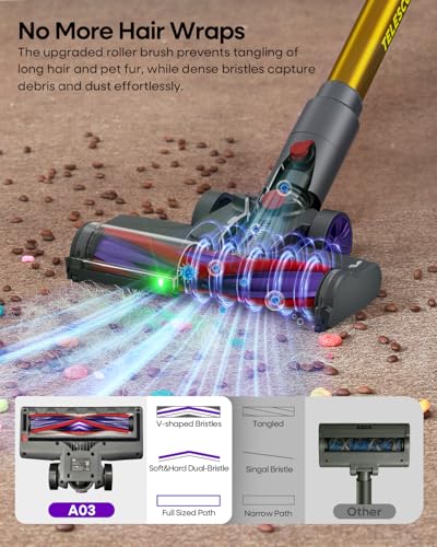 Image of AlloyMove Cordless Vacuum Cleaner 45KPA, Up to 60mins Runtime Lightweight Powerful Suction Vacuum Cleaners for Home, 3 Suction Modes, Rechargeable Stick Vacuum for All Floor /Carpet /Pet Hair /Car, A03