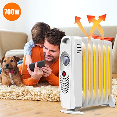 Tangkula 700W Portable Space Heater, Oil-Filled Radiator with Adjustable Thermostat, Overheat Protection, Electric Heater for Home, Bedroom, Indoor Use - Image 3