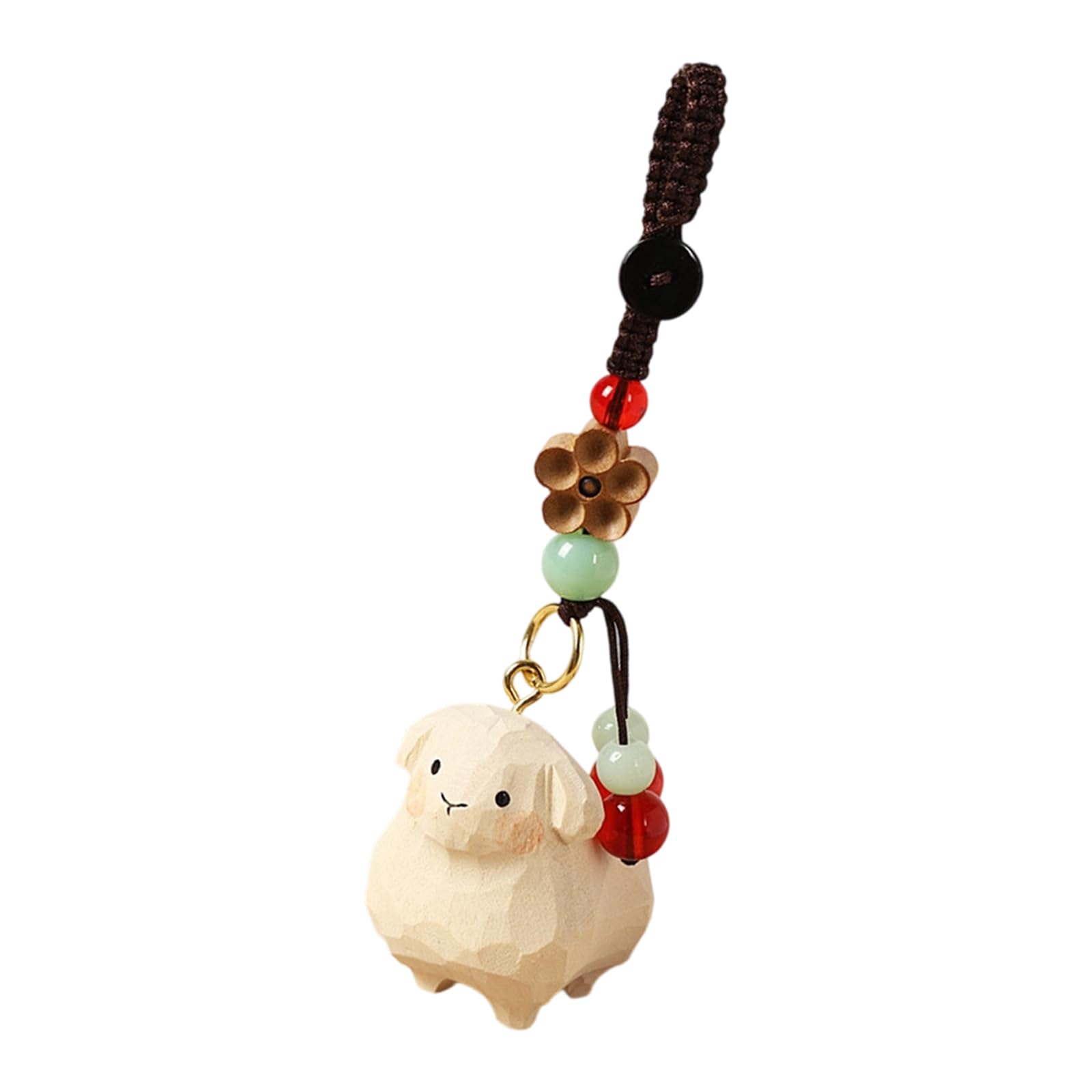 RETUOLWAG Solid Wood Carved Lamb Keyring Miniature Sheep Figurine Desk Ornaments Decorative For Home Office Animal Themed Home Statue