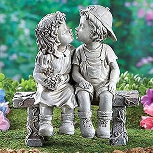 Ozdoba ogrodowa, figurka małego chłopca i dziewczynki, miniaturowa ozdoba z żywicy, do domu i ogrodu
