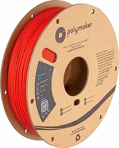 Image of Polymaker Polymax Tough PLA 3D Printer Filament 1.75mm 0.75kg Red, PolyMax 3D Printing PLA Filament Red, Tougher Than PLA+ 3D Filament, High Impact Strength for Functional Application
