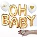 Gold OH BABY! Girl Boy Baby Shower Mylar Balloons Two Oh Baby Tattoos and two Gold lettering white balloons Decorations