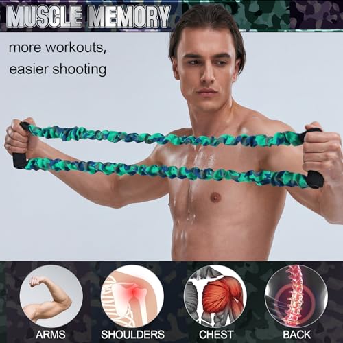 Image of RoundFunny 3 Pcs Archery Bow Strength Trainer 30 40 50 Lbs Arm Strength Exercise Band Rubber Stretch Bands Archery Accessories for Bow Practice Shooting Accessories