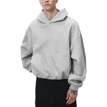 TOPG Mens Womens Oversized Cropped Hoodies Vintage Pullover Hooded Short Curved Baggy Sweatshirt for Streetwear Grey
