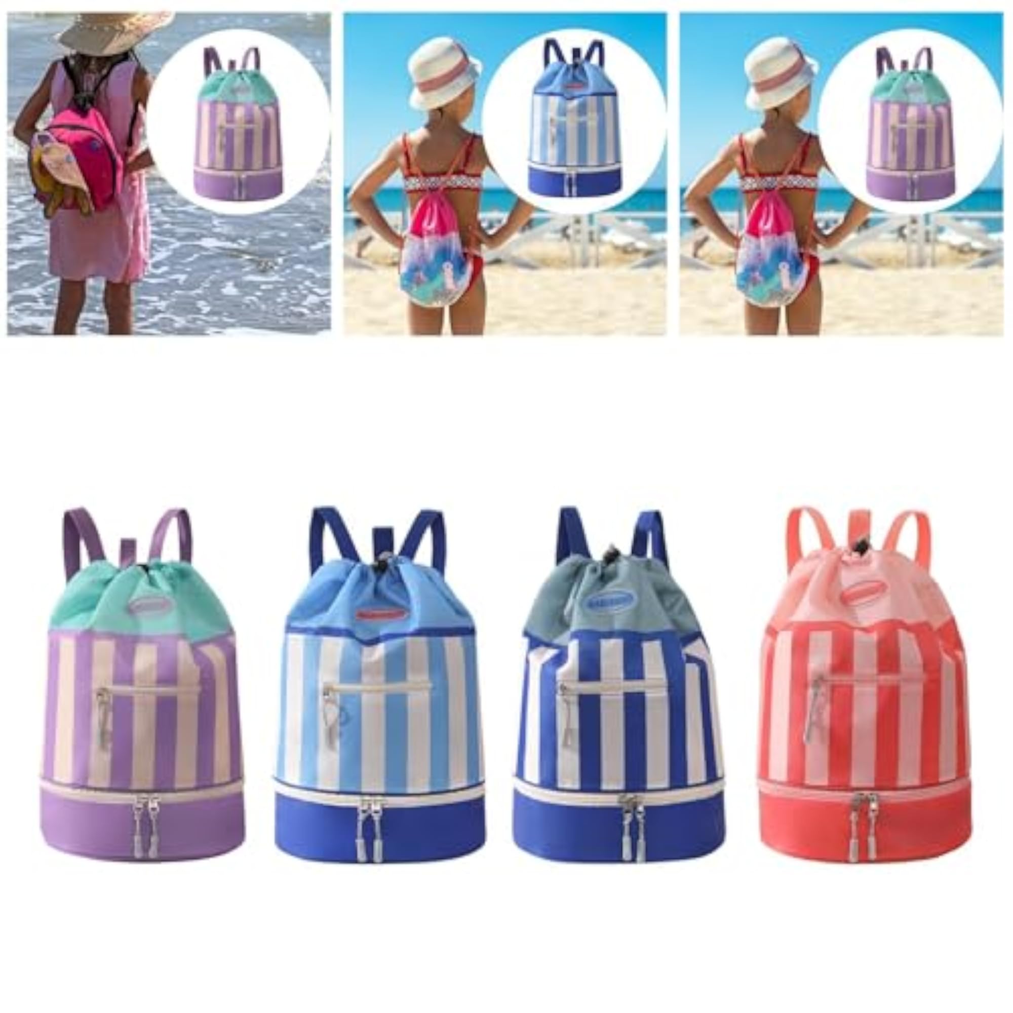 Kids Drawstring Backpack Lightweight Swimming Bag, Purple