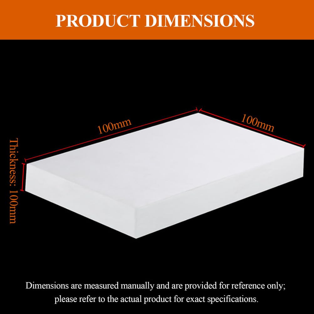 Bloque De Teflón Blanco De 100 × 100 Mm, Placa Cuadrada De PTFE con Un Grosor De 60-100 Mm Adecuada para Aplicaciones En Talleres De Fabricación Mecánica,100×100×100mm