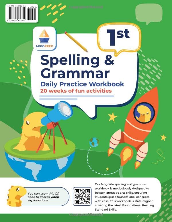 1st Grade Spelling and Grammar Daily Practice Workbook: 20 Weeks of Fun Activities | Video Explanations | Homeschooling & Classroom Resource - Image 2