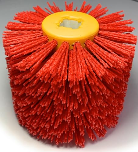Image of Signi Abrasive nylon bristle Burnishing Brush Drum Drawing Wheel for polishing wood (80 grit red)