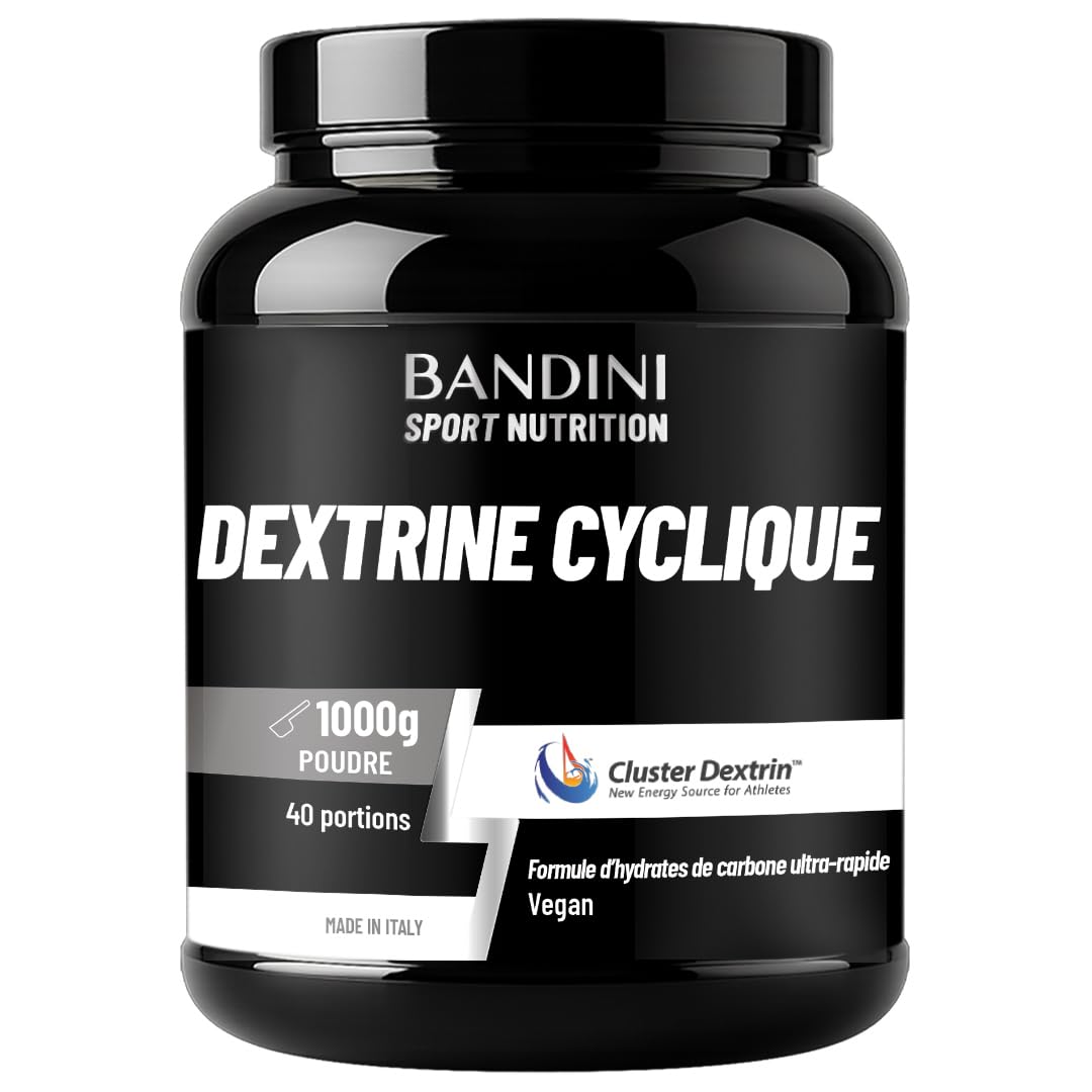 Bandini® Cyclic Dextrin Powder (Dextrin® Cluster) 1000g - Dextrine Cyclique | Hydrates de carbone de première qualité à forte ramification - Energie accrue grâce à une formule brevetée - Végétalien