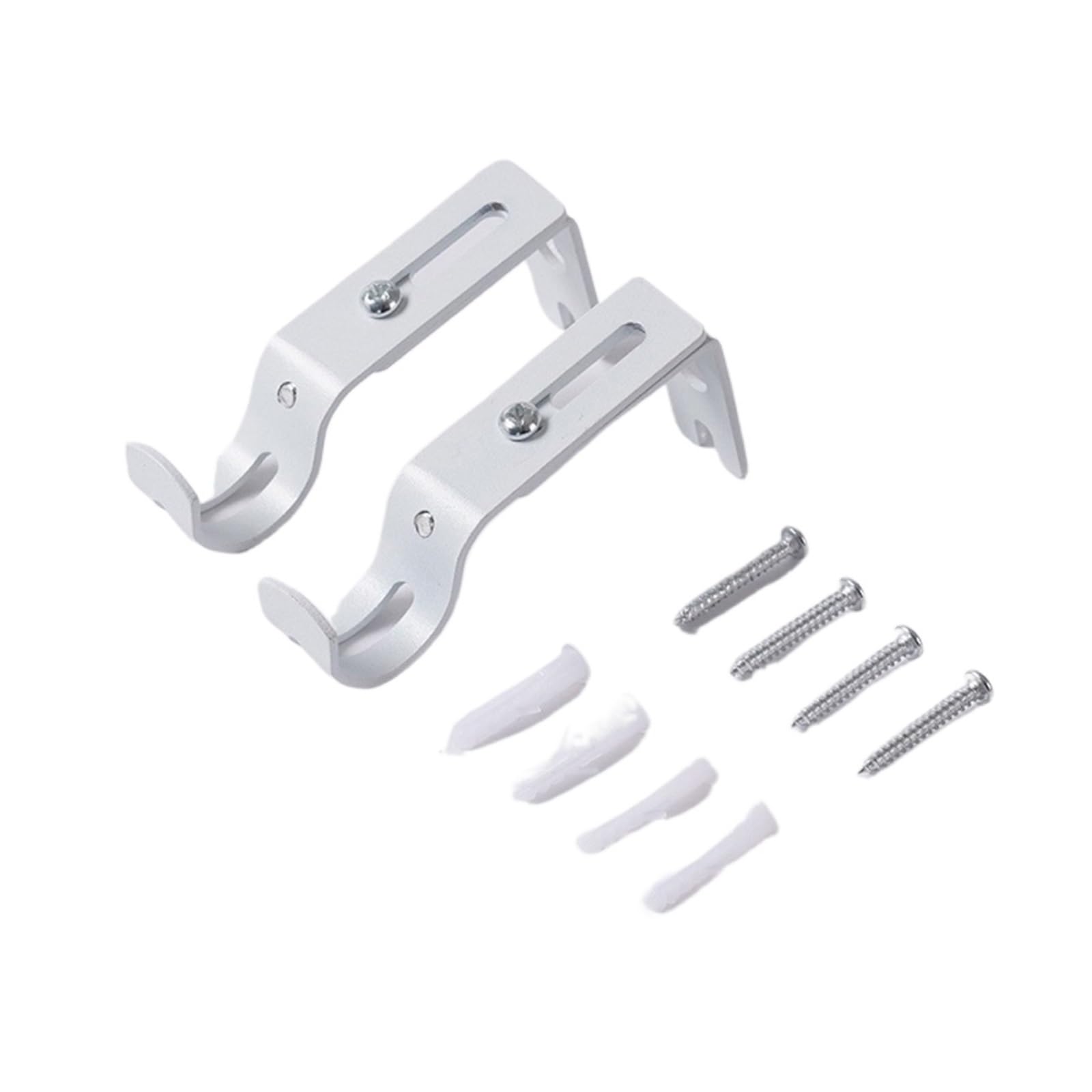 Gbrcen Curtain Rod Brackets 6pcs Wall-mounted Curtain Rod Support Extendable Metal Roman Pole Bracket Universal Adjustable Hanging Hook For Bedroom Dormitory(White)