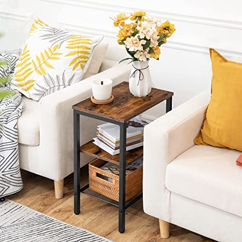 Hoobro Nightstands Set Of 2, 3-Tier Side Table With Adjustable Shelf, Industrial End Table For Small Space In Living Room, Bedroom And Balcony, Stable Metal Frame, Rustic Brown Bf12Bz01 #TOP5