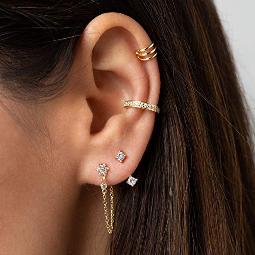 Mevecco Gold Ear Cuffs 18K Gold Filled Ear Cuff Non Pierced Ears Cartilage Earrings Small Hoop Huggies Sleeper Simple Minimalist Delicate Cz Ear Cuffs Clip On Cartilage Fake Earrings For Women #TOP2