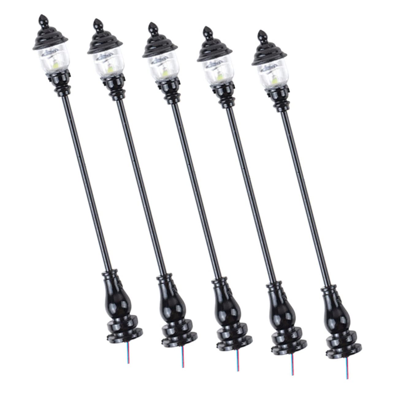 Yardenfun 5pcs Miniature Street Lamp Model for Sand Table Decor Realistic Lamppost Model with Chic Design for Mini House and Landscape Decoration and Detailed Garden Light Accessories