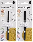 Grim'Tout - Feutre de Tatouage Temporaire Noir - Encre Sans Danger pour la Peau - Vegan - Pointe Extra-fine - Longue Tenue - Loisirs Créatifs et Festifs : Carnaval, Festival, Kermesse (Lot de 2)