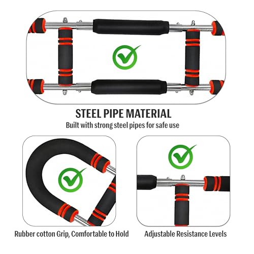 Image of Twister Arm Exerciser Adjustable Power Wrist & Forearm Strengthener, Portable Arm Workout Bar for Chest, Shoulders, Biceps, Triceps, Grip Strength & Home Gym Equipment (Red)