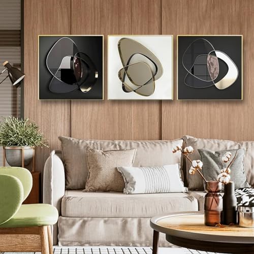 Peinture murale abstraite XINBAO de qualité supérieure | Lot de 3 impressions sur toile 40x40
