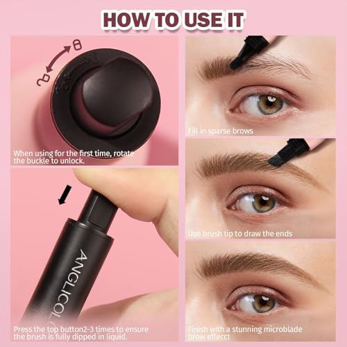 Anglicolor Brow Fection Angled Brush,Microblading Eyebrow Pen,Natural Brows Eyebrow Pencil,Easy To Color,Long Lasting,Quick Drying,Natural Shaping Outlining Filling Eyebrow Makeup (01#Blond) - Image 4