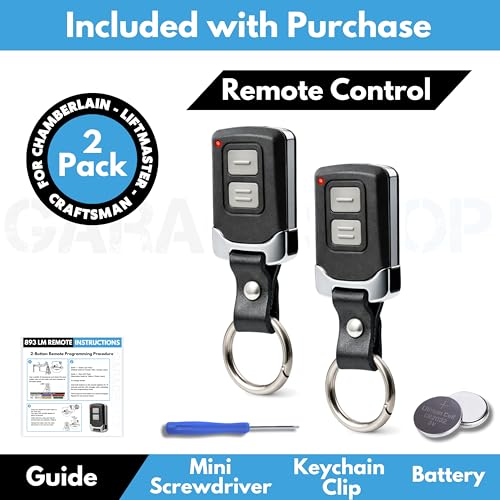 Image of 2X Mini for LiftMaster Chamberlain Craftsman Universal Garage Door Opener Remote, 893LM 893Max 891LM 371LM 373LM 971LM 973LM, 2-Button Keychain Extra Long-Range