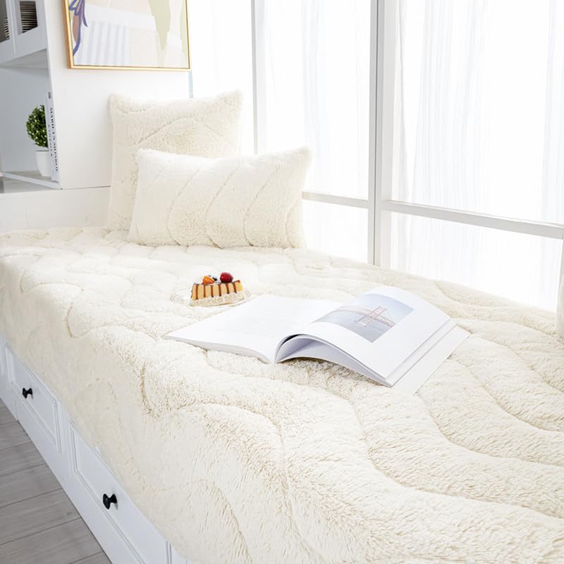 Tapis en peluche beige 70x150 cm antidérapant pour chambre douce G258