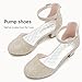 LAURMOSA Gold Shoes for Girls High Heels Pumps Closed Toe Heels Flower Girl Dress Shoes for Birthday Party Chunky Low Heel Ankle Strap for Little Big Kids(L1012Gold 1)