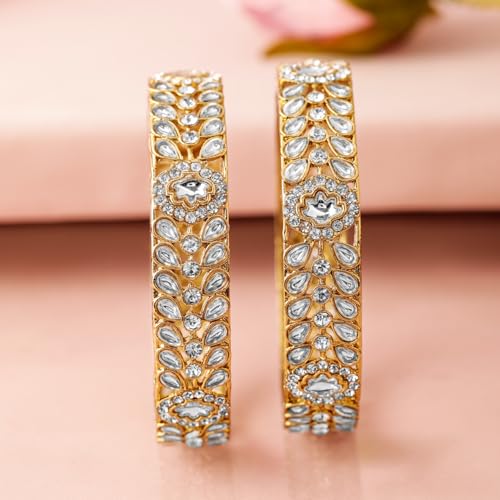 Image of Rubans Bangles Set of 2 Cubic Zirconia Ethnic Stylish Jewellery Gift for Women & Girls
