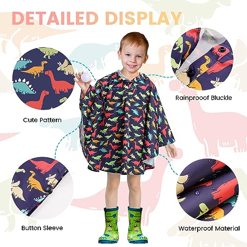 Image of LAMA Kid's Rain Poncho with Hooded, Reusable Waterproof Girl Rain Jacket, Lightweight Boy Girl Cute Rain Poncho for 3-7 Year