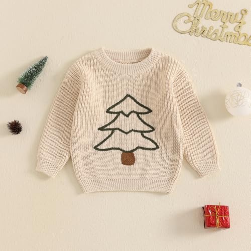 Lesimsam Toddler Baby Boy Girl Christmas Outfit Embroidery Knit Sweater Oversized Knitted Sweatshirt Pullover Winter Clothes2