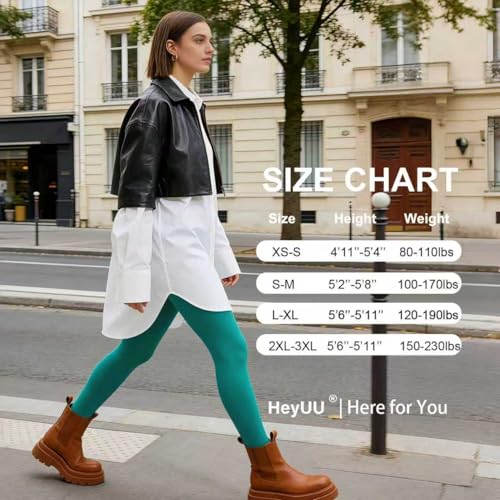 Image of HeyUU Women's 80D Ultra Soft Opaque Tights, High Waist Solid Color Footed Pantyhose with 29 Colors