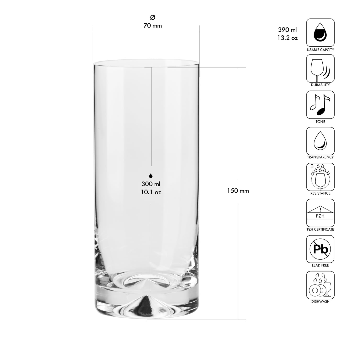 Krosno Water Juice Drinking Glasses, Set of 6, 10 oz, 300 ml, Mixology Collection, Ideal for Everyday Use, Drinks Glasses, Dishwasher Safe, Made in Europe - Image 2