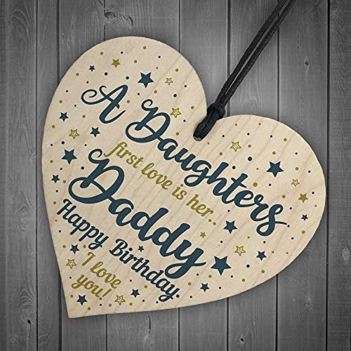 RED OCEAN Daddy Gifts From Daughter Dad Birthday Gifts Wooden Heart Dad Birthday Card From Son Keepsake