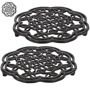 2castirontrivetsheavydutyroundmetaltrivetheatresistantforhotdishpotpanplateteapotcastironhotdishplateholderforcountertopdiningtablekitchen Urban Country Home Decor 2 cast iron trivets heavy duty round metal trivet heat resistant for hot dish pot pan plate teapot cast iron hot dish plate holder for countertop dining table kitchen urban country home decor