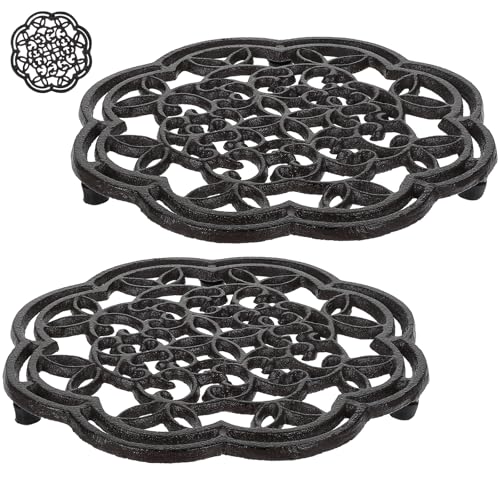 2castirontrivetsheavydutyroundmetaltrivetheatresistantforhotdishpotpanplateteapotcastironhotdishplateholderforcountertopdiningtablekitchen Urban Country Home Decor 2 cast iron trivets heavy duty round metal trivet heat resistant for hot dish pot pan plate teapot cast iron hot dish plate holder for countertop dining table kitchen urban country home decor