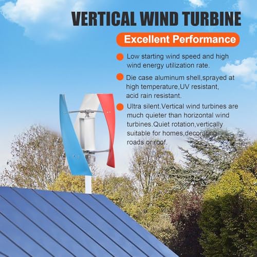 Kit de generador de turbina eólica de eje vertical con controlador y rueda asistida por viento, 3 cuchillas, 2000 W-12 V, generador de energía de imán permanente para hogar y caravana