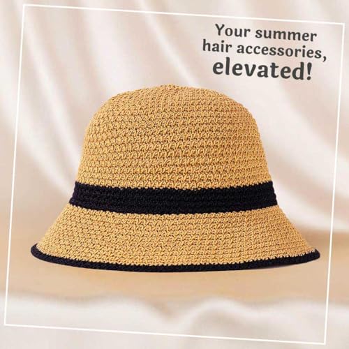 Image of Hair Drama Co. Crochet Bucket Hat for Women | Comfy & Casual Knit Handmade Foldable Floppy Hat | Summer Crochet Bucket Cap for Women & Girls