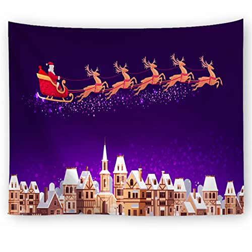 Tapisserie de Noël Père Noël vintage grand format pour décoration murale festive