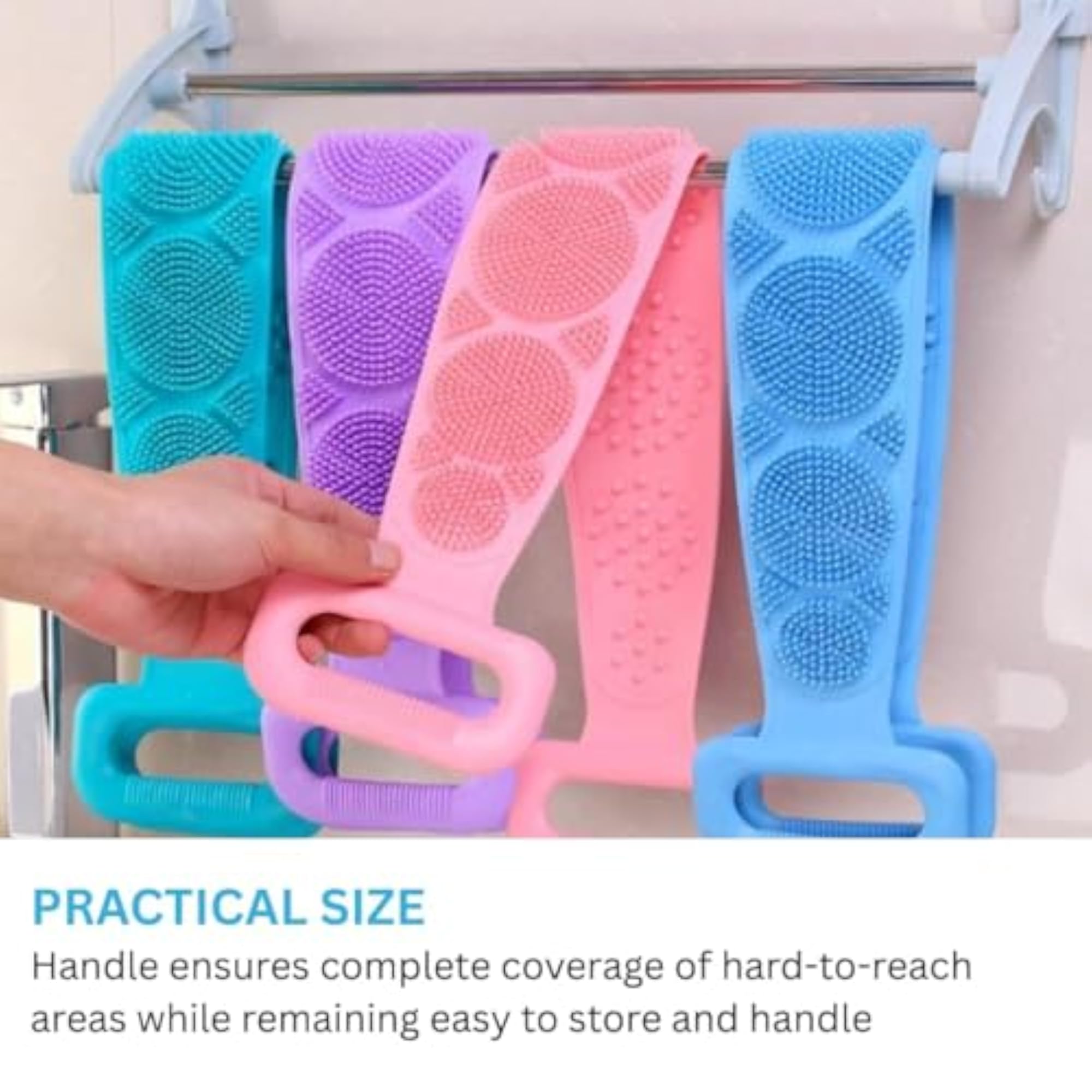 Silicone Body Scrubber Bath Brush with Long Handle