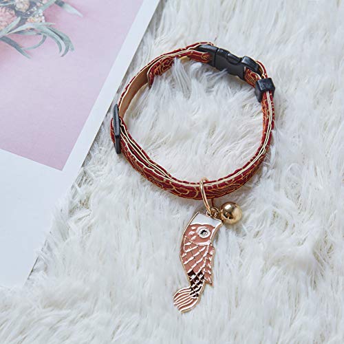 ICICECREAM 2 PACK Breakaway Cat Collar with Bells & Koinobori Japanese Cat Collar Soft Adjustable Cotton & Leather… - Image 7