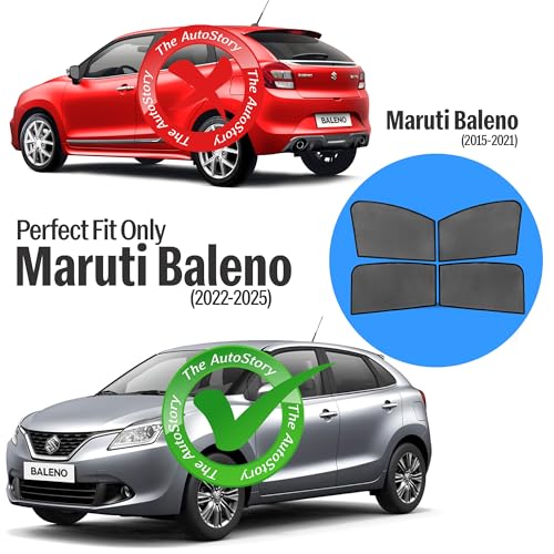 Image of Autostory Custom Fit Black Mesh Car Sunshade for Baleno 2022-2025 | UV & Heat Protection Car Window Curtains | Privacy Car Sun Shade | Breathable Vehicle Specific Side Window Shades