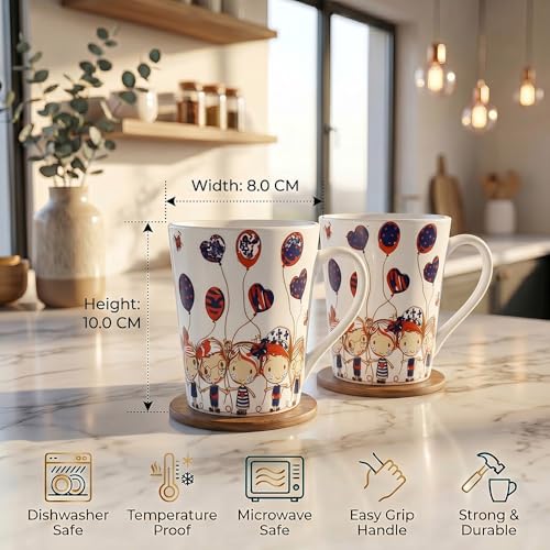 Image of UPC Premium Bone China Coffee Mug Set of 2 | Elegant Ceramic Tea & Coffee Cups for Home, Office & Cafe | Lightweight, Durable, Microwave & Dishwasher Safe Mug Set | Luxury Drinkware Collection