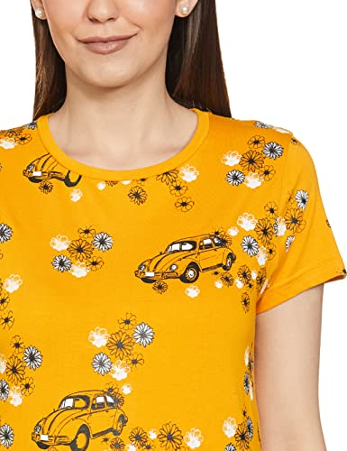 Image of ABOF Women's Regular fit T-Shirt (Pack of 2) (BOA19AWWWTE3124690 Mustard & Green Small)