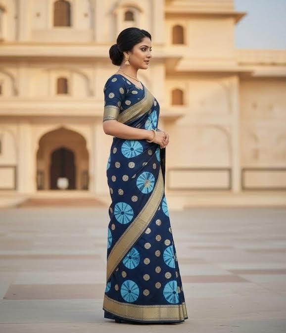 Image of Women's Georgette Batik Print Saree with Woven Zari Border Traditional Saree for Wedding Festival Use
