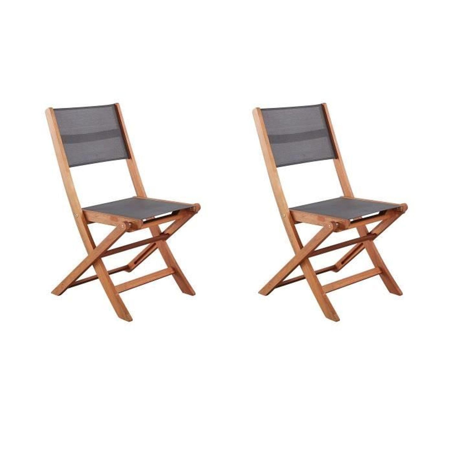 【送料無料】Acasia Wood / Garden Chair 2 Garden Chairs in Acacia Wood and textilene seat - 50 x 57