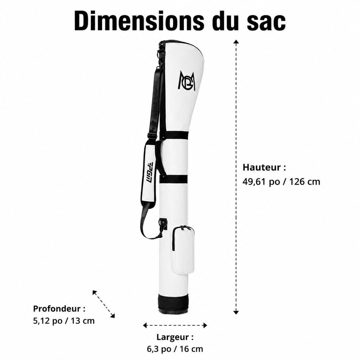 harayaa Damen Golf Tasche mit Hauptfach Reißverschluss Schultergurt Tragegriff Seitenfach Und Funktionalem Boden aus Mikrofasermaterial für Golfturniere Reisen Outdoor-aktivitäten, Weiß-black