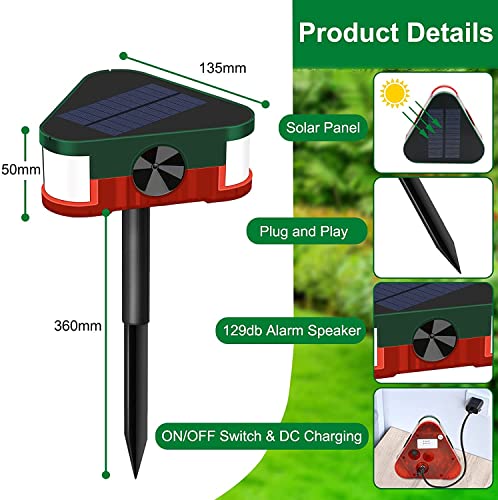 Solar Outdoor Alarm Siren With Motion Detector Solar Alarm Light With Remote Controller 129Db Sound Security Siren Ip65 Waterproof 24 Hours & Night Mode For Home, Farm, Villa, Yard, Barn #TOP1