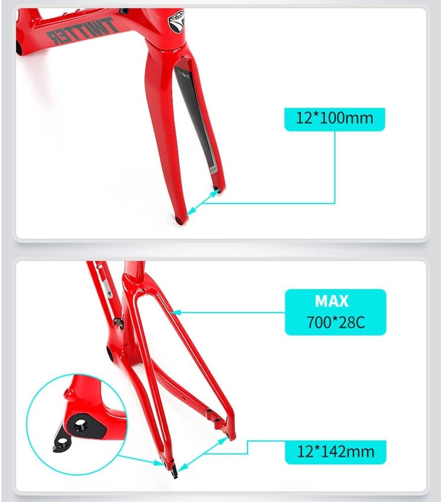 Carbon Road Bike Frameset Breaking Wind Off Road Racing Frame Thru Axle Disc Brake Bicycle Frame 46/48/50/52/54cm Internal Routing,for 700c Wheels(Black,50CM)