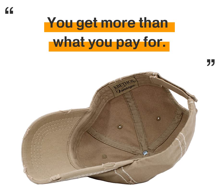 Image of KBETHOS Vintage Washed Distressed Cotton Dad Hat Baseball Cap Adjustable Polo Trucker Unisex Style Headwear